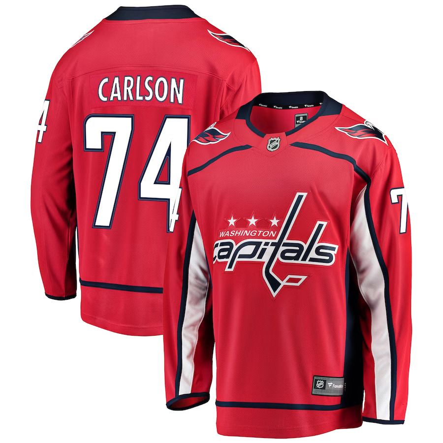 Men Washington Capitals #74 John Carlson Fanatics Branded Red Home Breakaway Player NHL Jersey
